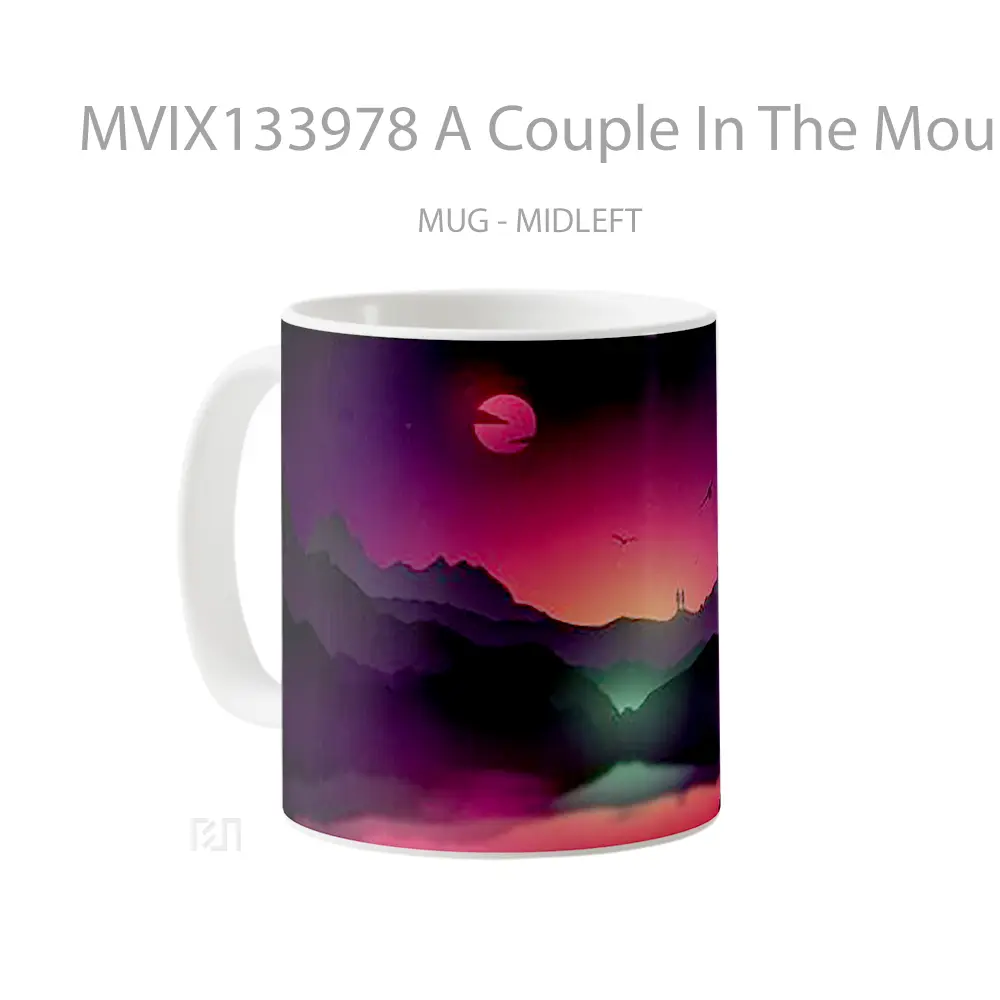 Mug A Couple In The Mountains Gelas Pemandangan Alam - All-side / Desain