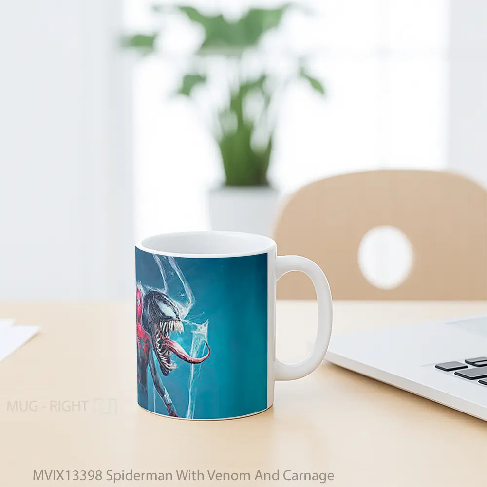 Mug Spiderman With Venom And Carnage Gelas Superhero - All-side / Desain