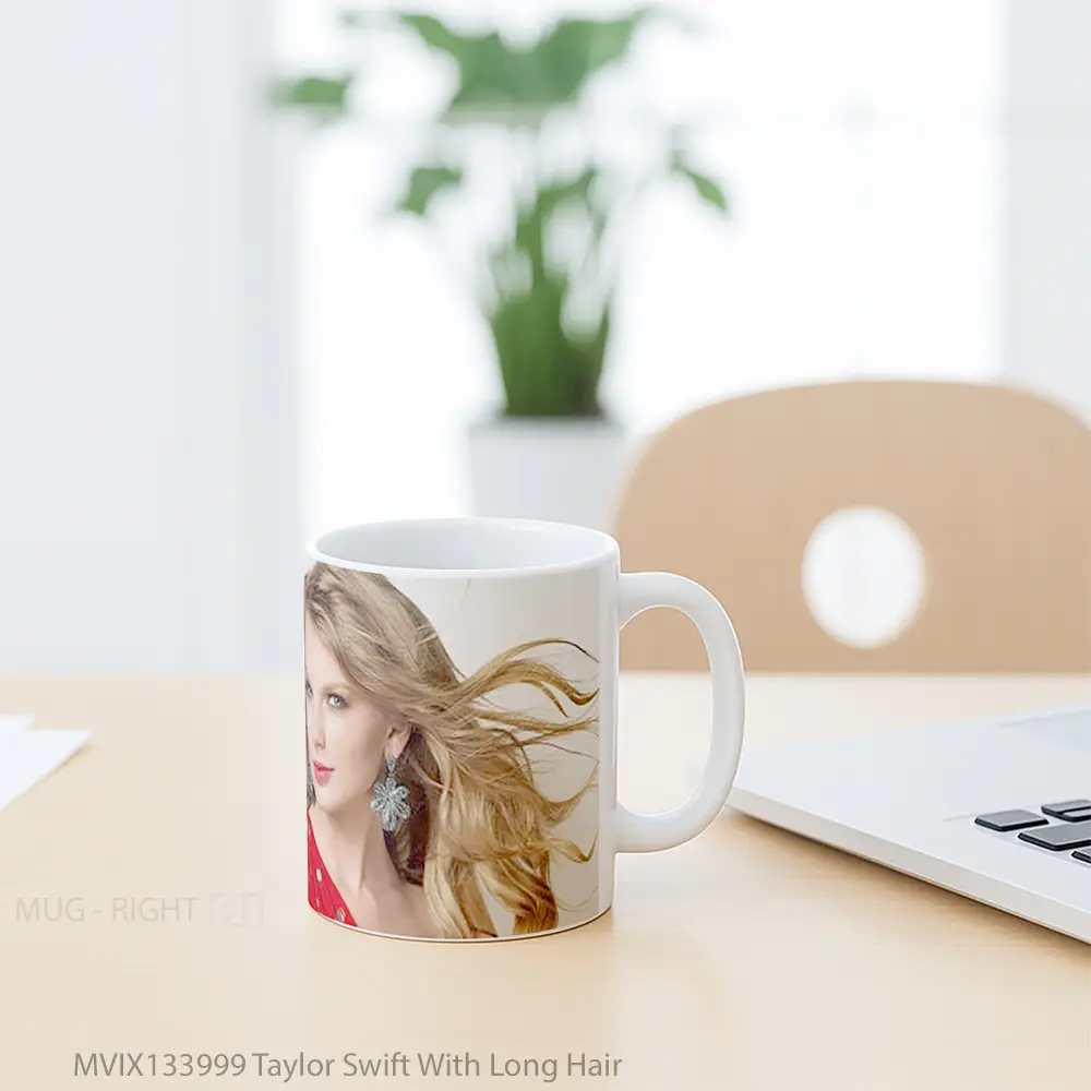 Mug Taylor Swift With Long Hair Gelas Selebriti - All-side / Desain