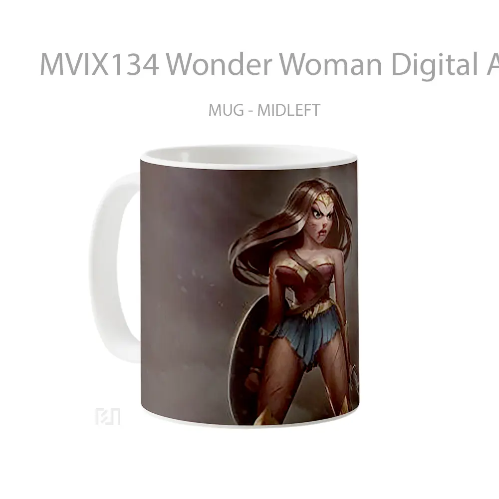 Mug Wonder Woman Digital Art V1 Gelas Superhero - All-side / Desain
