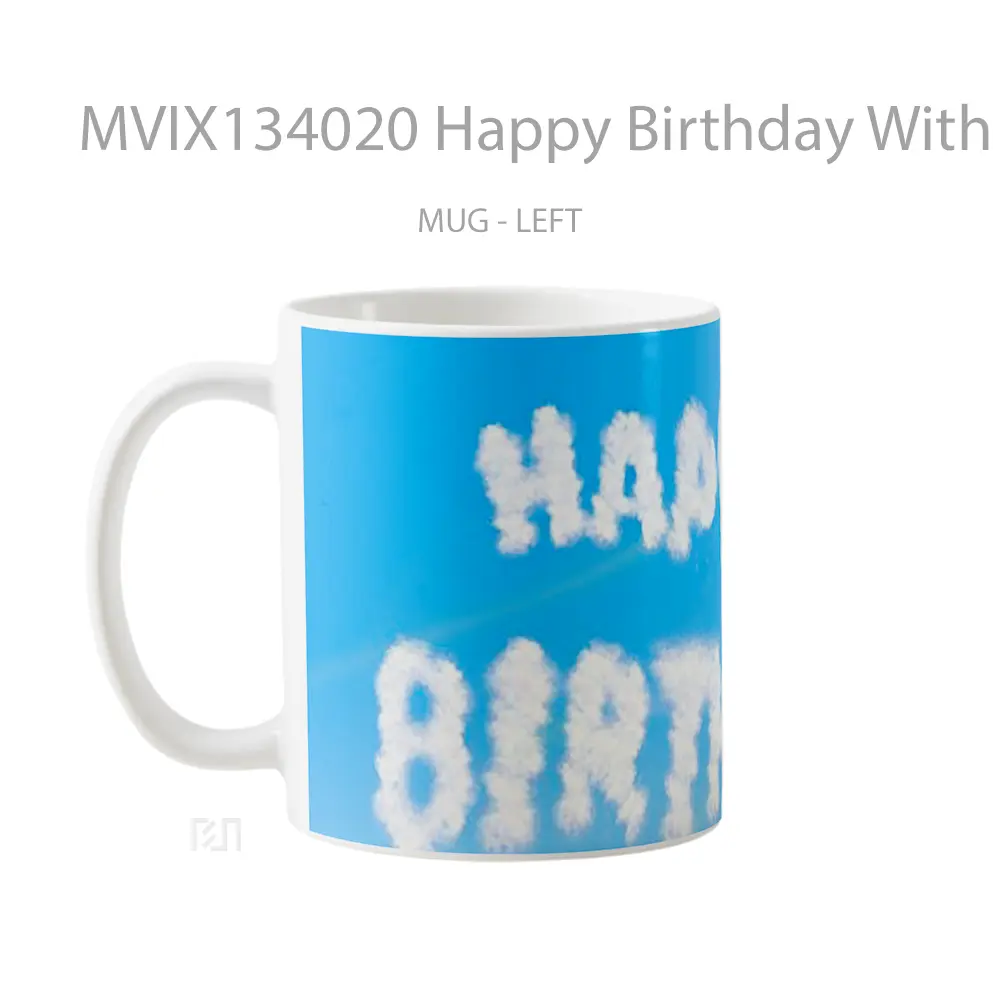 Mug Happy Birthday With Clouds Gelas Pemandangan Alam - All-side / Desain