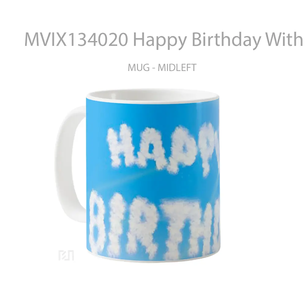 Mug Happy Birthday With Clouds Gelas Pemandangan Alam - All-side / Desain