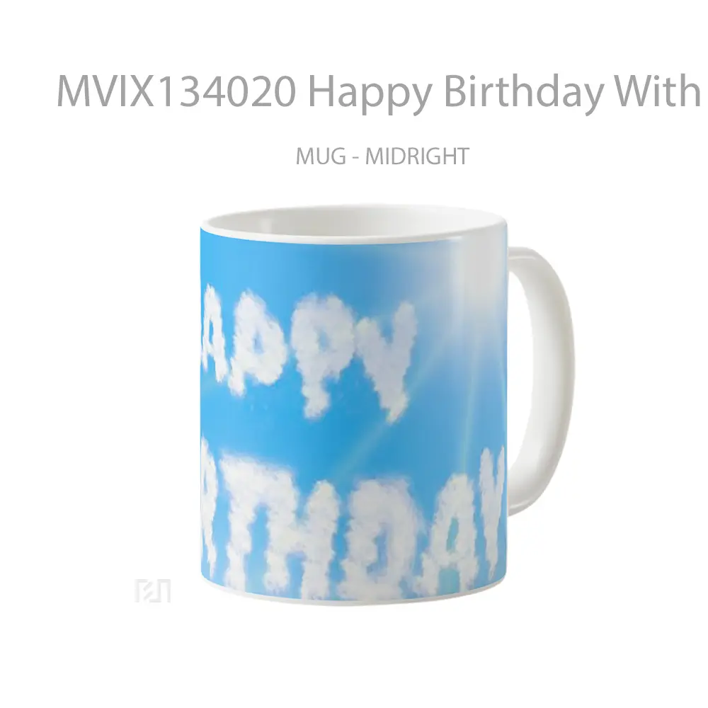 Mug Happy Birthday With Clouds Gelas Pemandangan Alam - All-side / Desain
