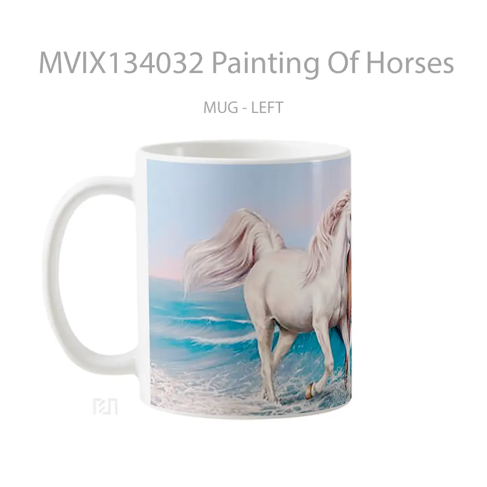Mug Painting Of Horses Gelas Hewan Lucu - All-side / Desain