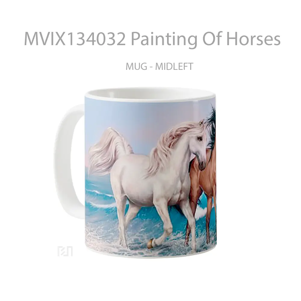 Mug Painting Of Horses Gelas Hewan Lucu - All-side / Desain