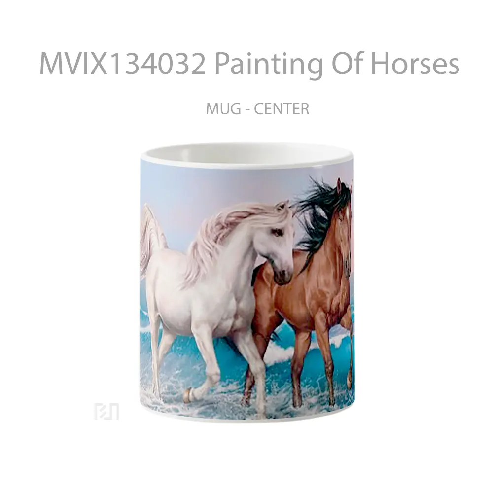 Mug Painting Of Horses Gelas Hewan Lucu