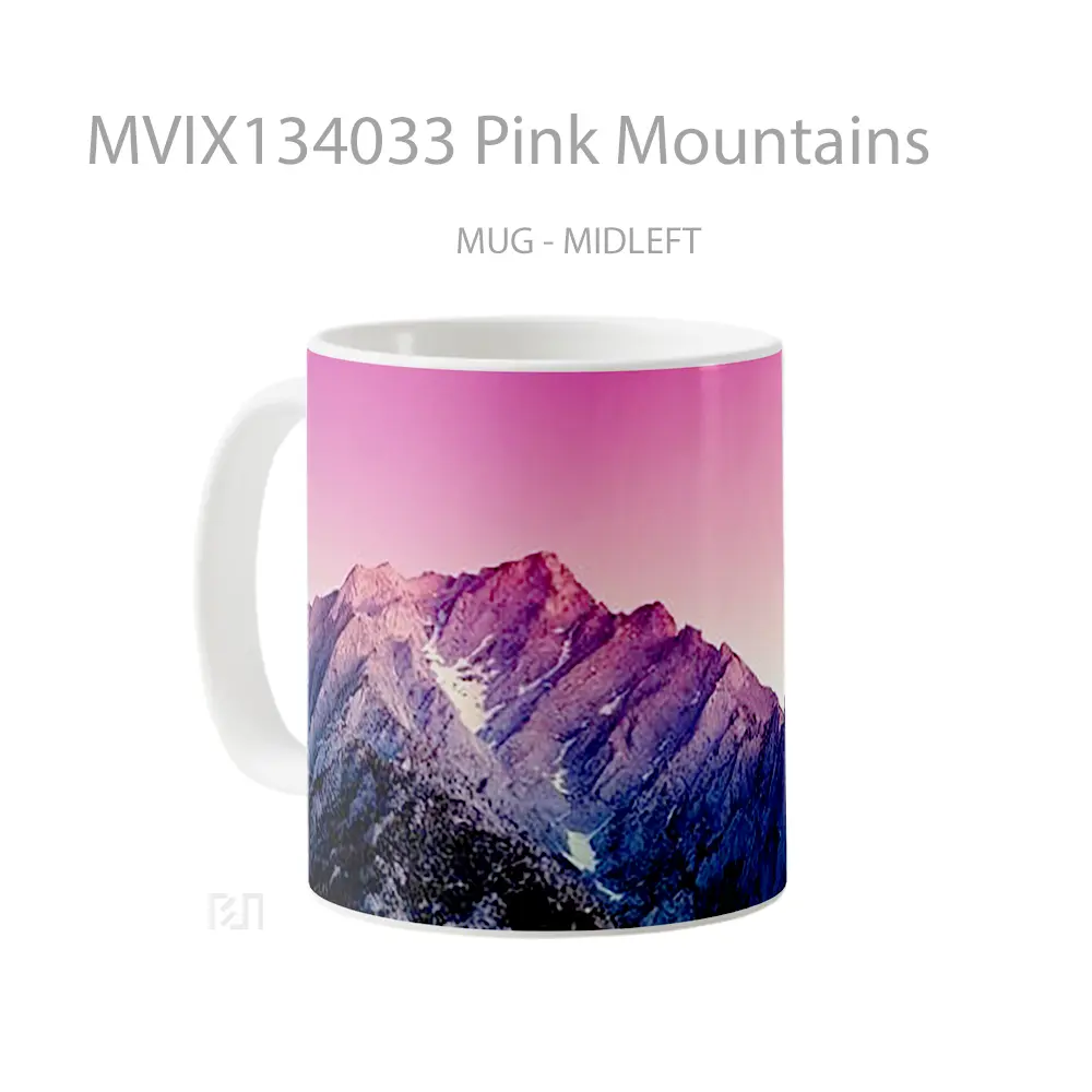Mug Pink Mountains Gelas Pemandangan Alam - All-side / Desain