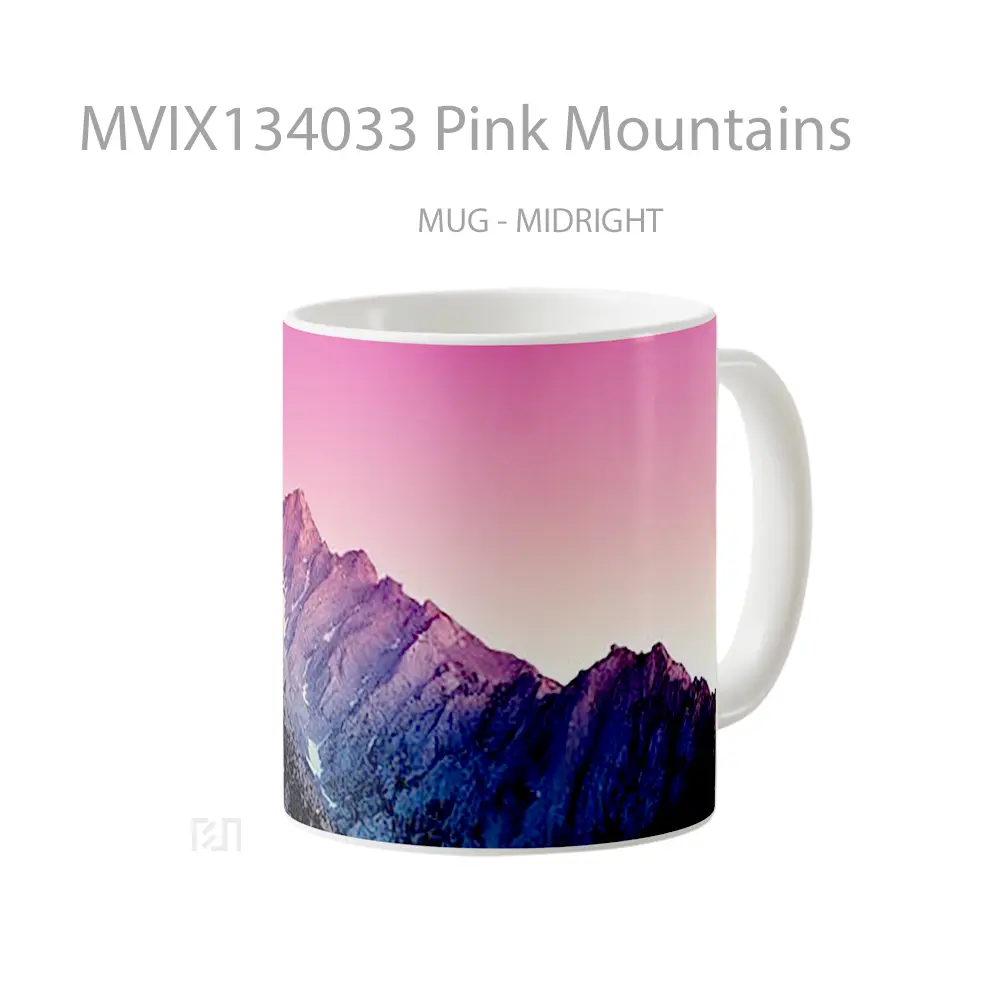 Mug Pink Mountains Gelas Pemandangan Alam - All-side / Desain