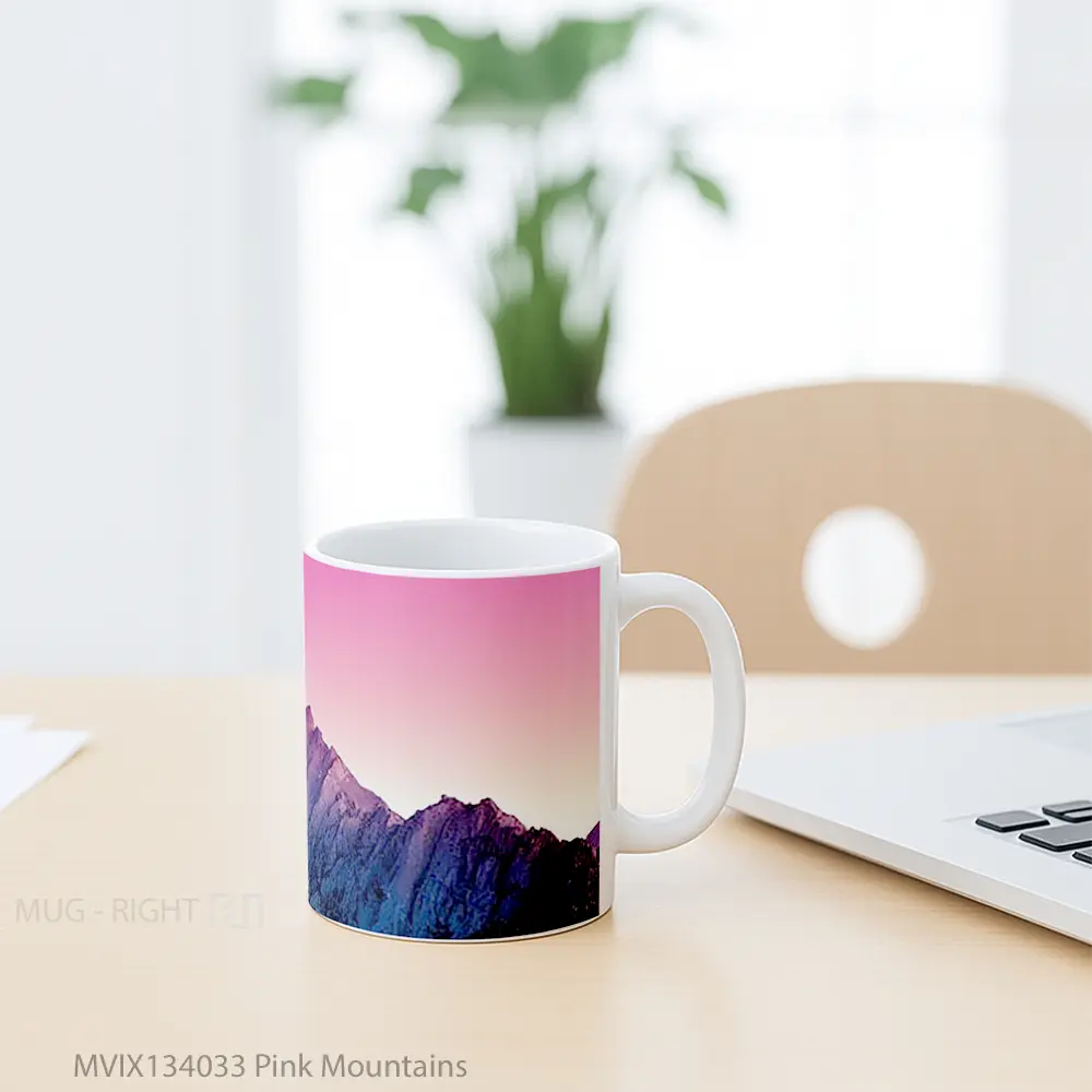 Mug Pink Mountains Gelas Pemandangan Alam - All-side / Desain