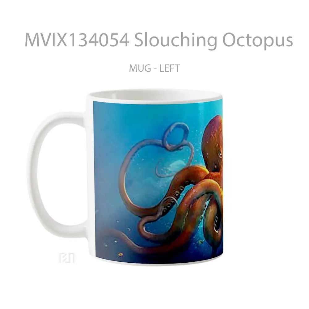 Mug Slouching Octopus Gelas Keramik Unik - All-side / Desain
