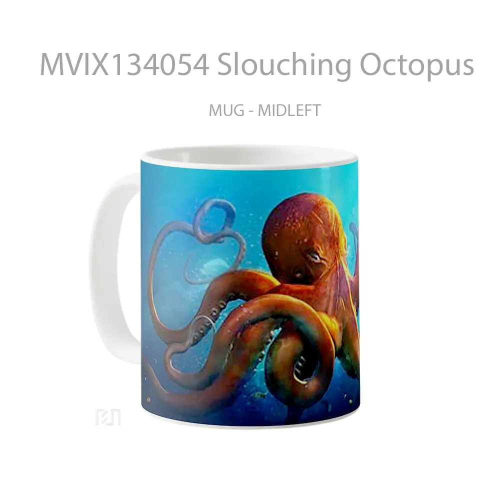 Mug Slouching Octopus Gelas Keramik Unik - All-side / Desain
