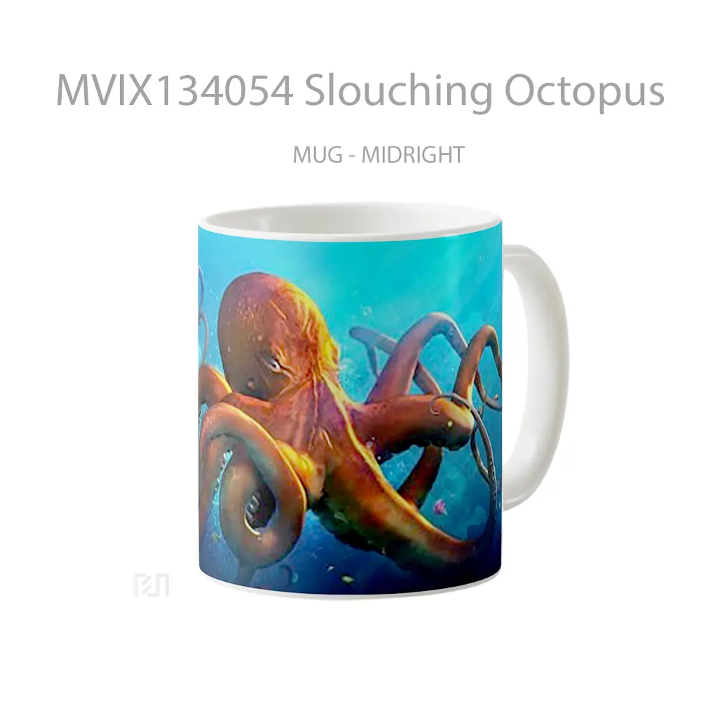 Mug Slouching Octopus Gelas Keramik Unik - All-side / Desain