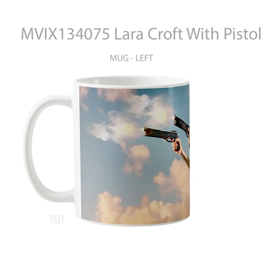Mug Lara Croft With Pistols Gelas Keramik Unik - All-side / Desain