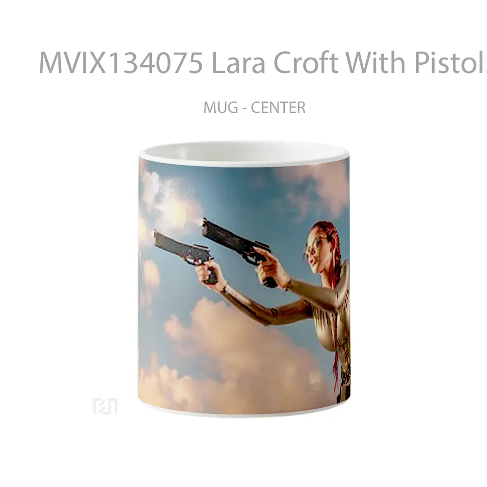 Mug Lara Croft With Pistols Gelas Keramik Unik