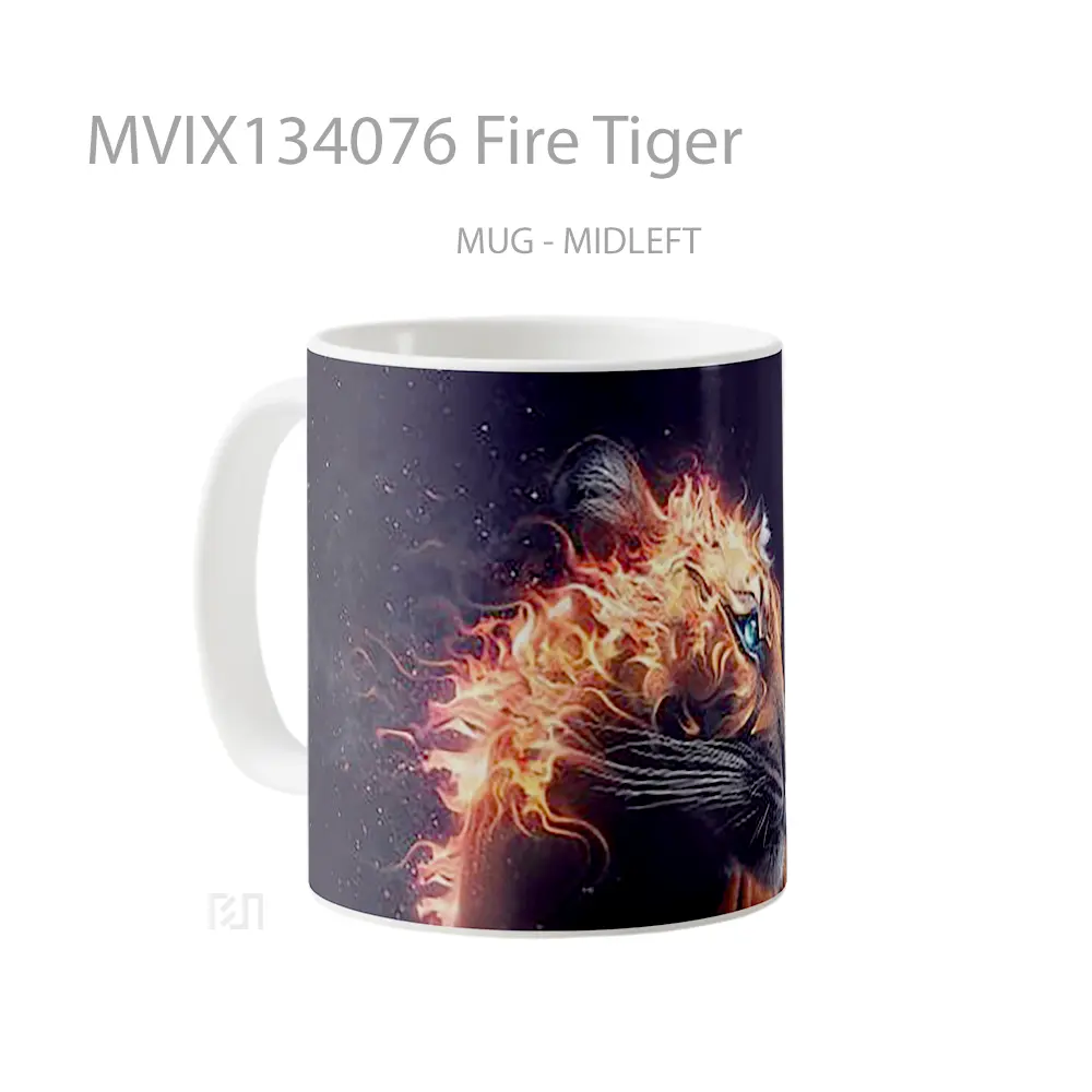 Mug Fire Tiger Gelas Hewan Lucu - All-side / Desain