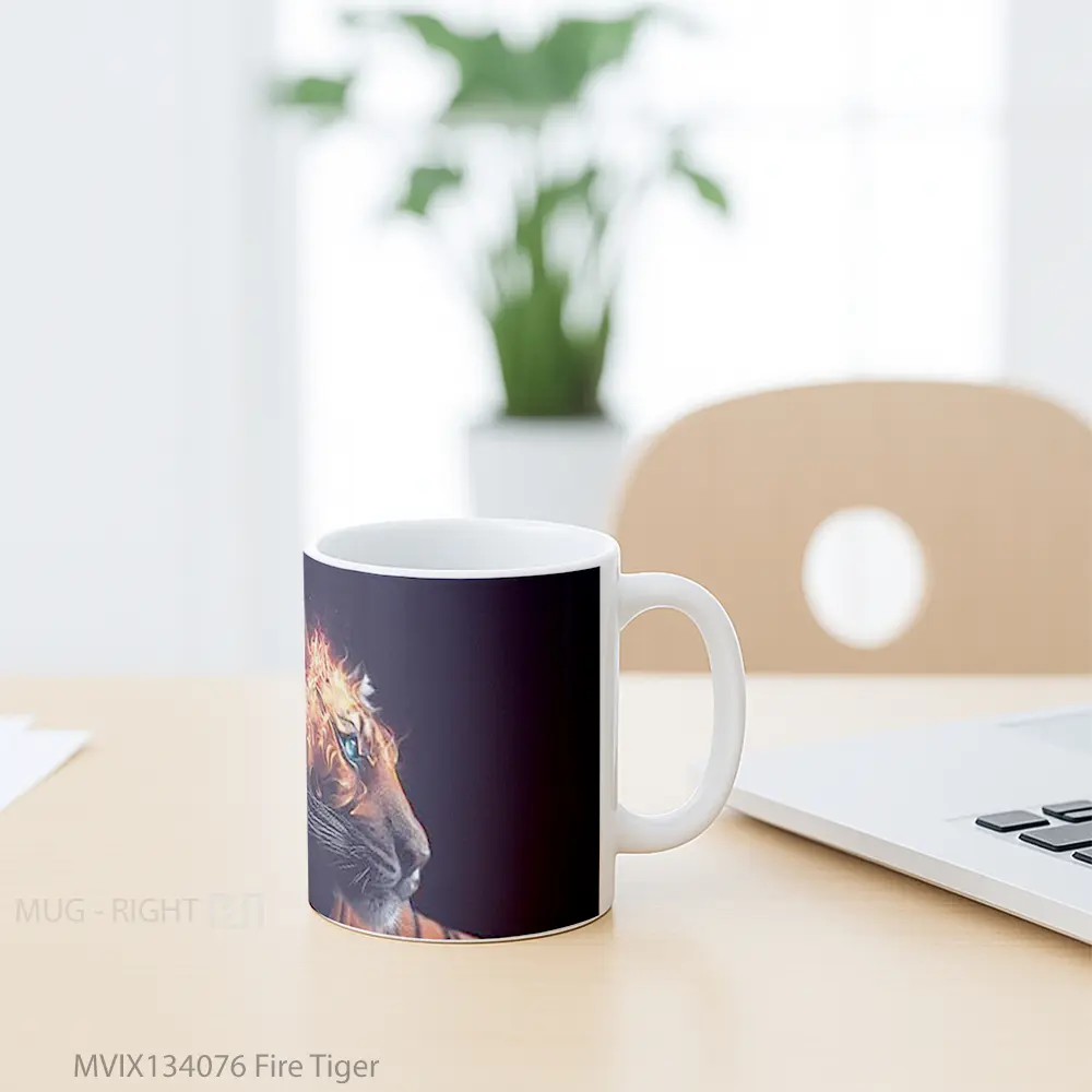 Mug Fire Tiger Gelas Hewan Lucu - All-side / Desain