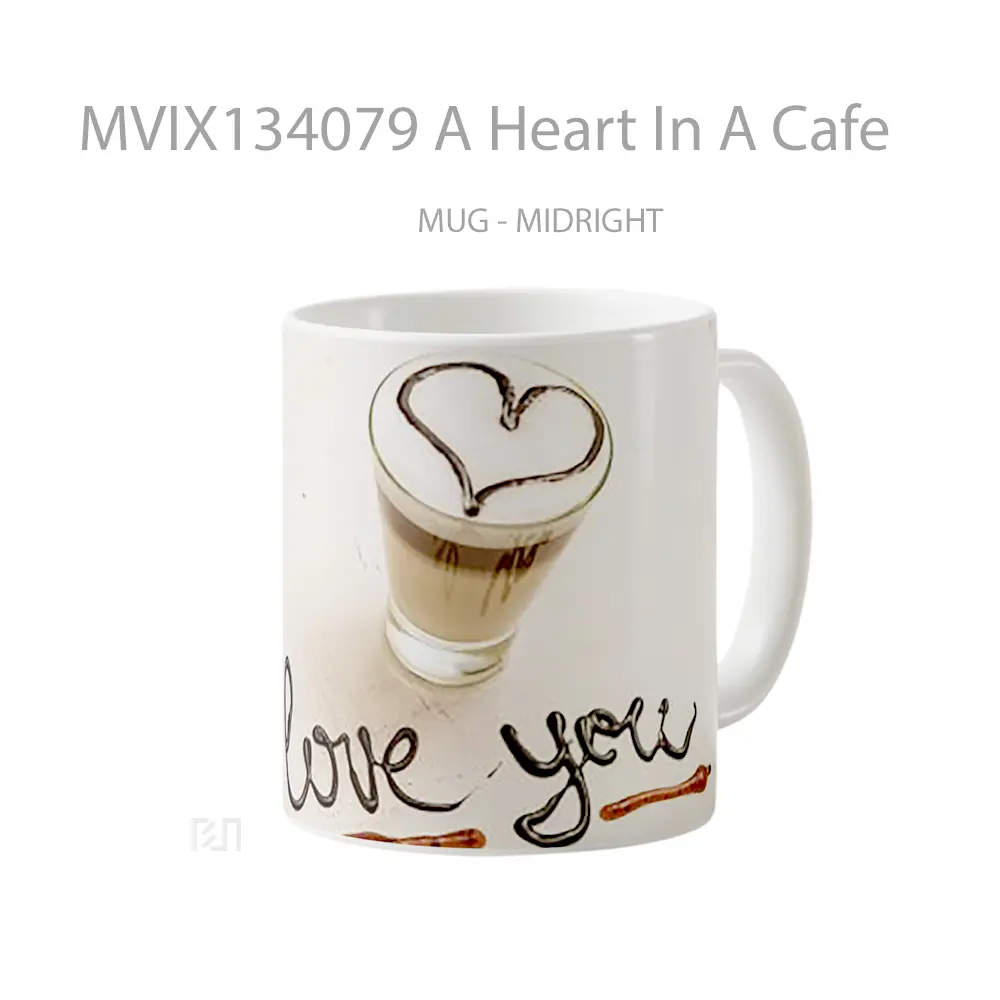 Mug A Heart In A Cafe Cangkir Kopi - All-side / Desain