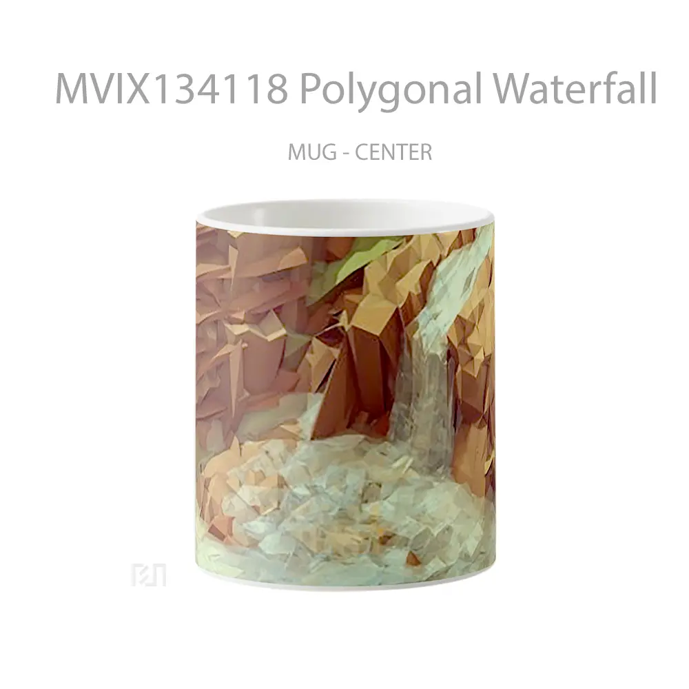 Mug Polygonal Waterfall Gelas Pemandangan Alam