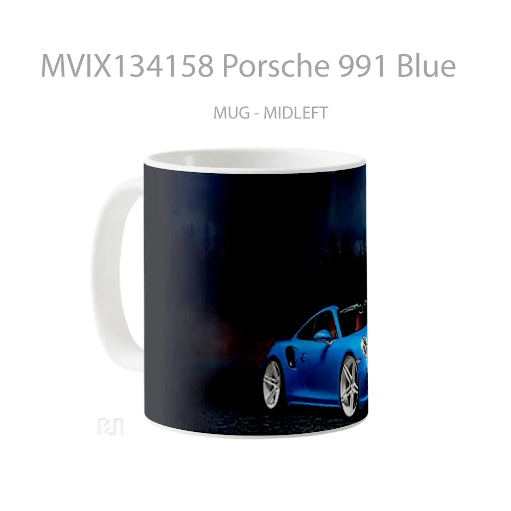 Mug Porsche 991 Blue Cangkir Mobil - All-side / Desain