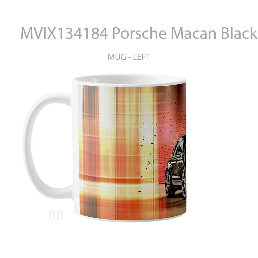 Mug Porsche Macan Black Cangkir Mobil - All-side / Desain