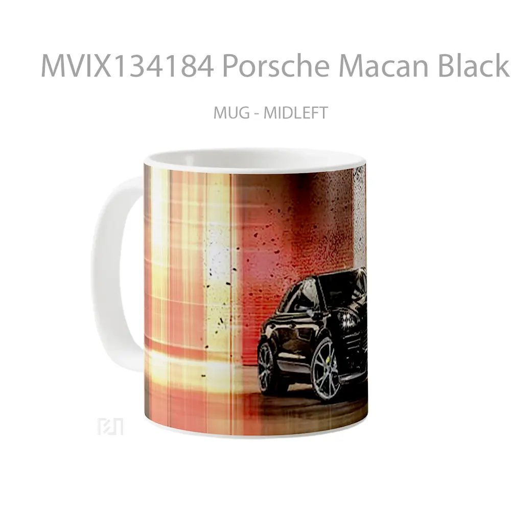 Mug Porsche Macan Black Cangkir Mobil - All-side / Desain