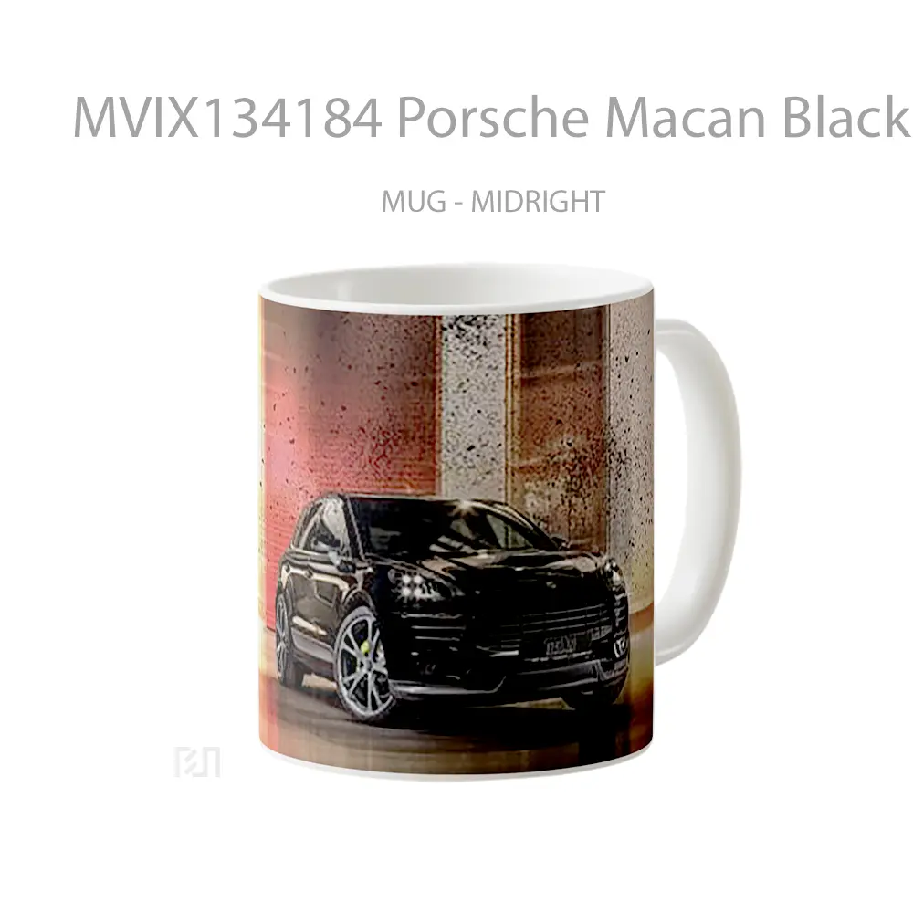 Mug Porsche Macan Black Cangkir Mobil - All-side / Desain