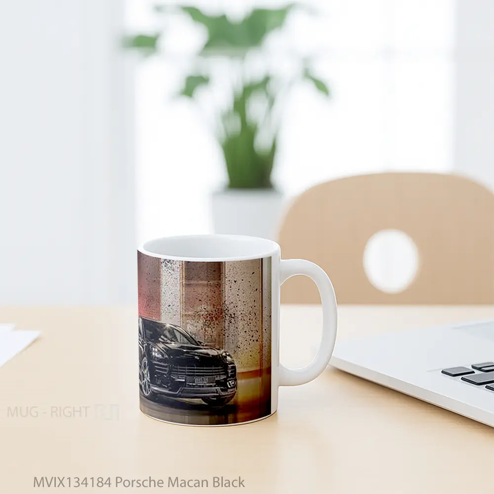 Mug Porsche Macan Black Cangkir Mobil - All-side / Desain