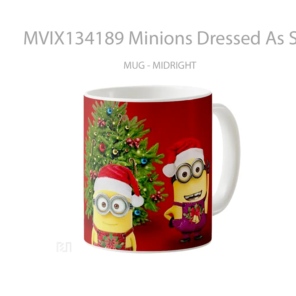 Mug Minions Dressed As Santa Gelas Kartun - All-side / Desain