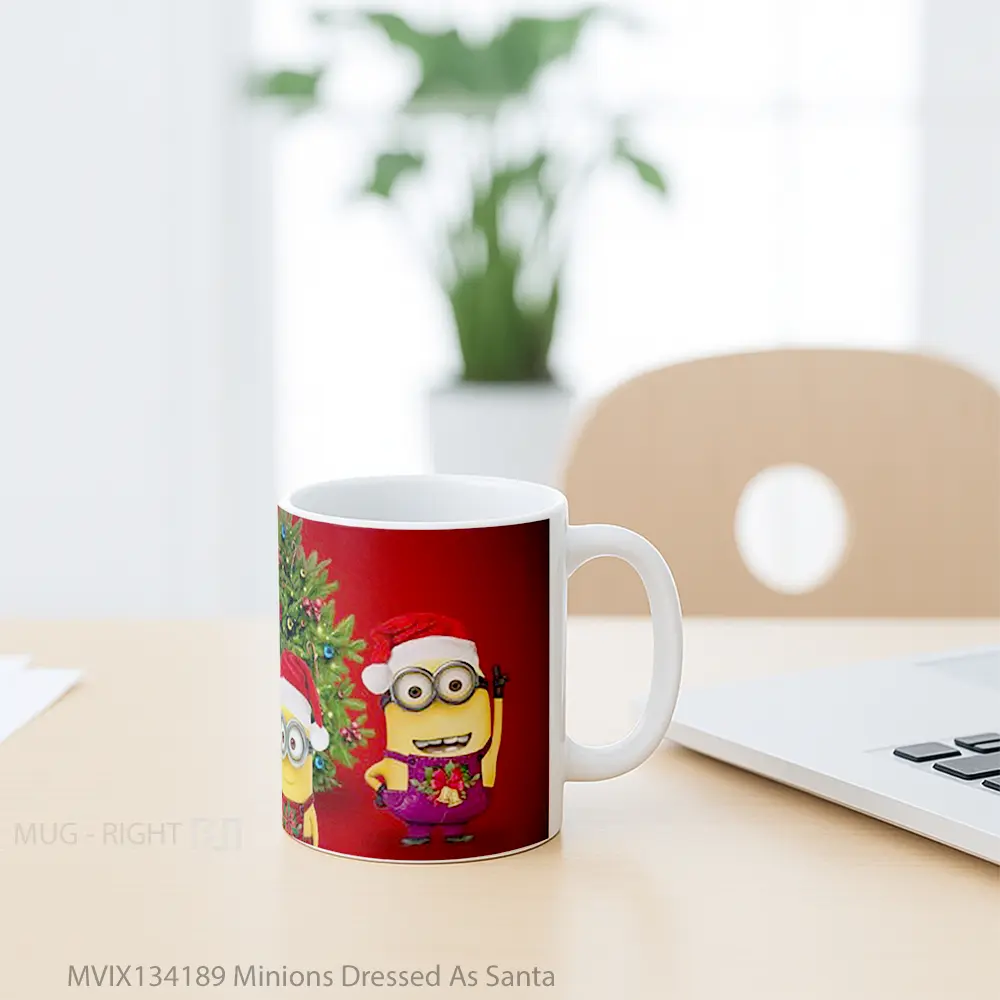 Mug Minions Dressed As Santa Gelas Kartun - All-side / Desain