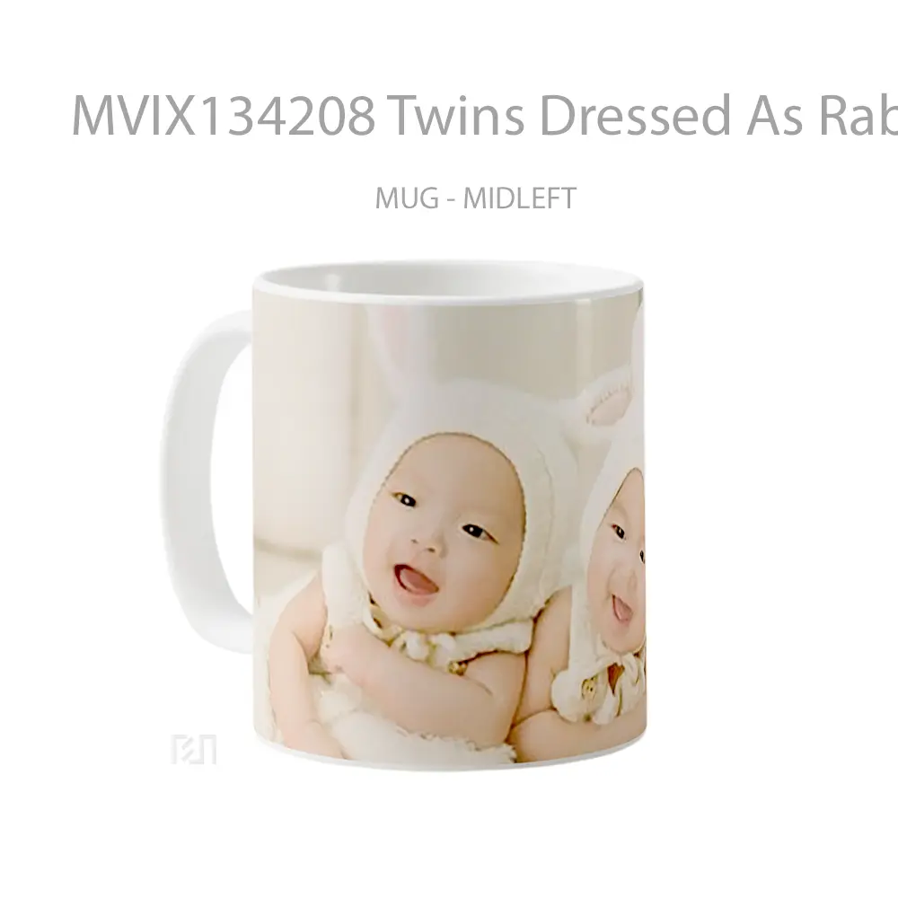 Mug Twins Dressed As Rabbits Gelas Hewan Lucu - All-side / Desain