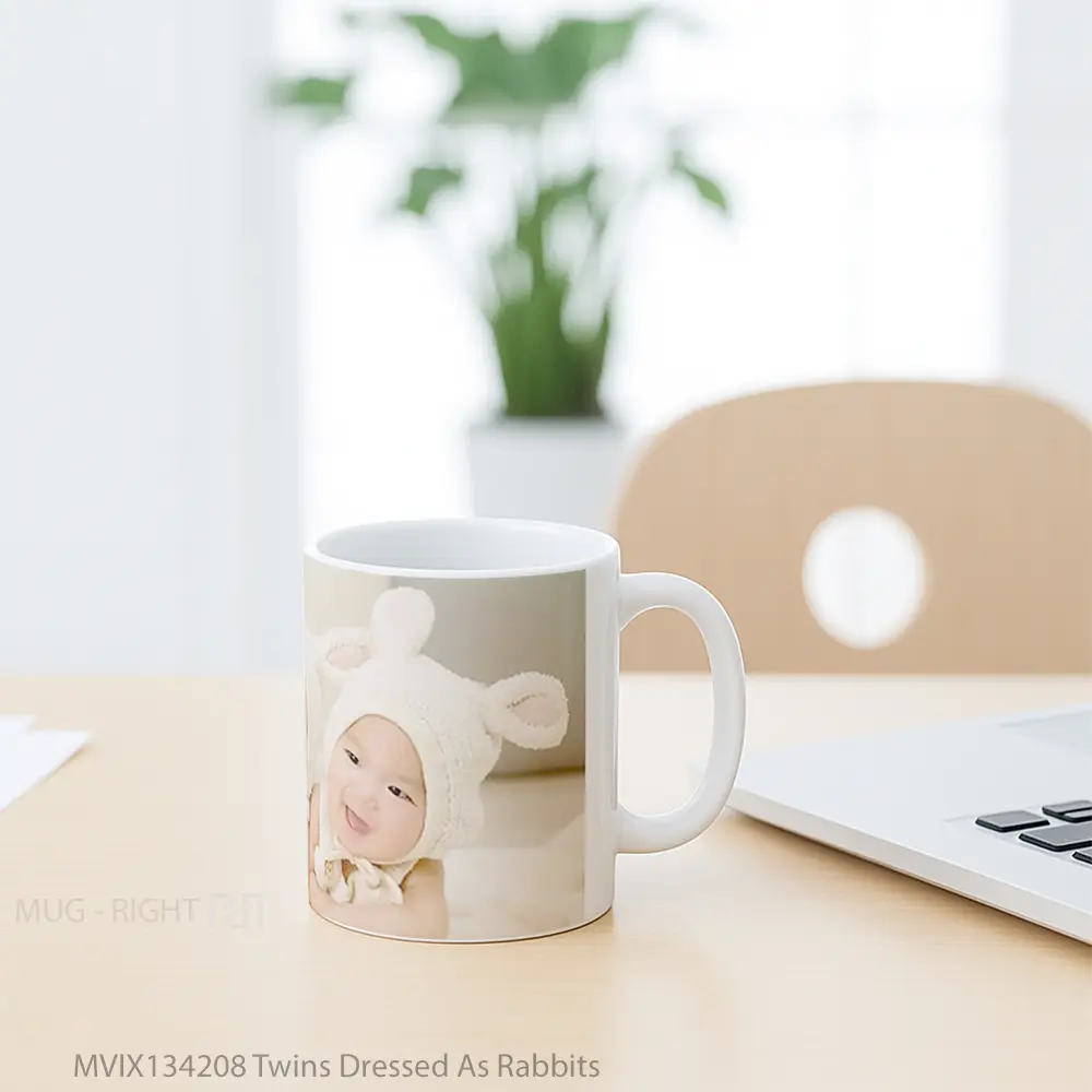 Mug Twins Dressed As Rabbits Gelas Hewan Lucu - All-side / Desain