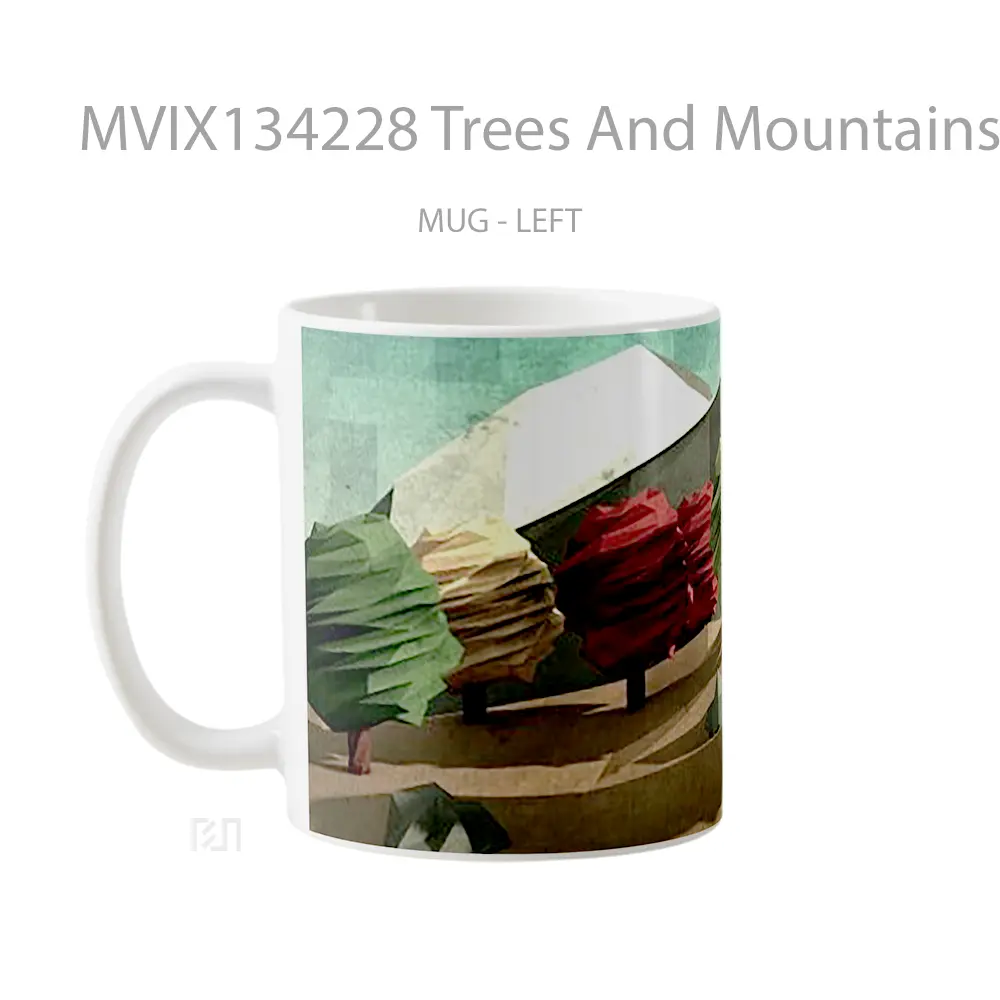 Mug Trees And Mountains Polygonal Gelas Pemandangan Alam - All-side / Desain
