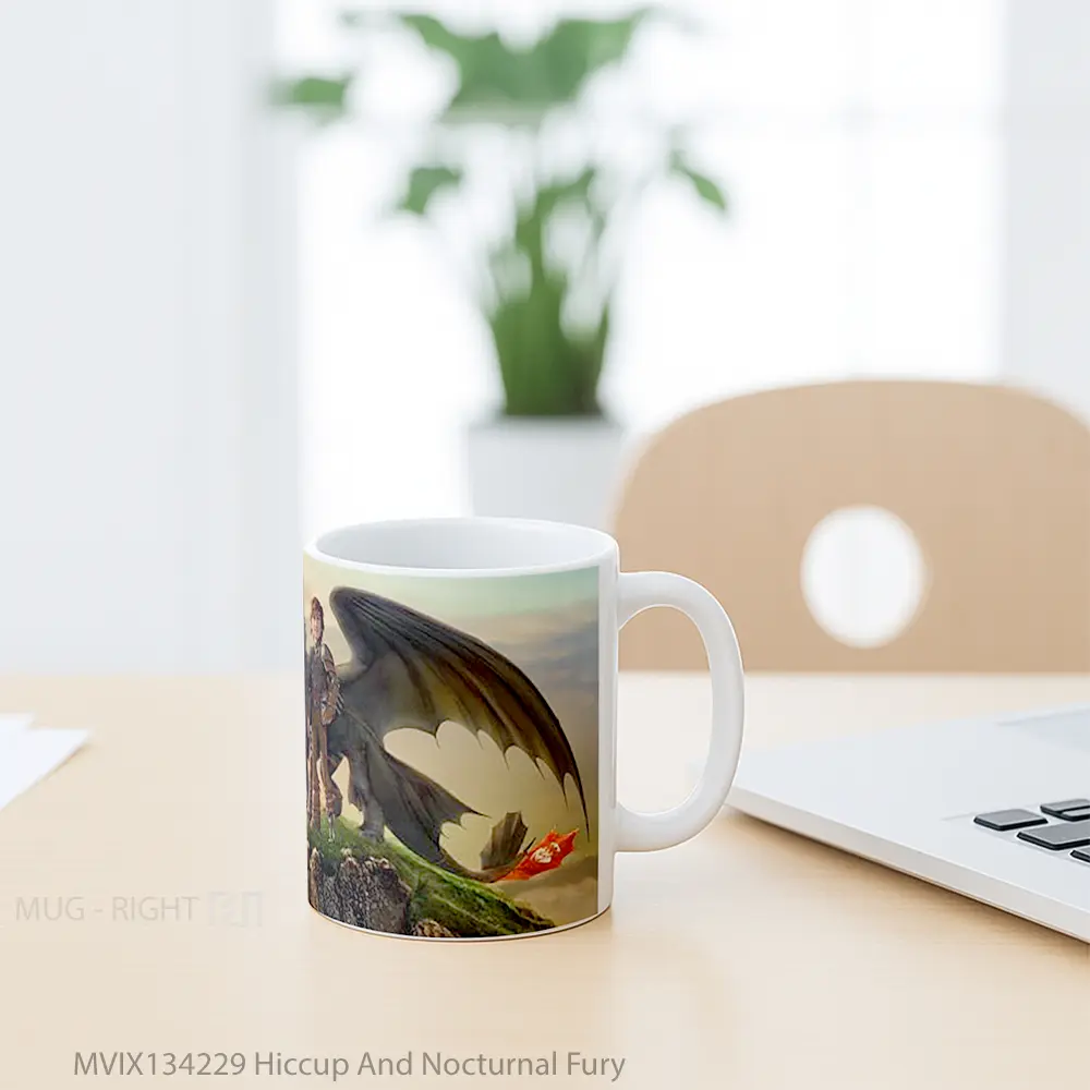 Mug Hiccup And Nocturnal Fury Gelas Keramik Unik - All-side / Desain