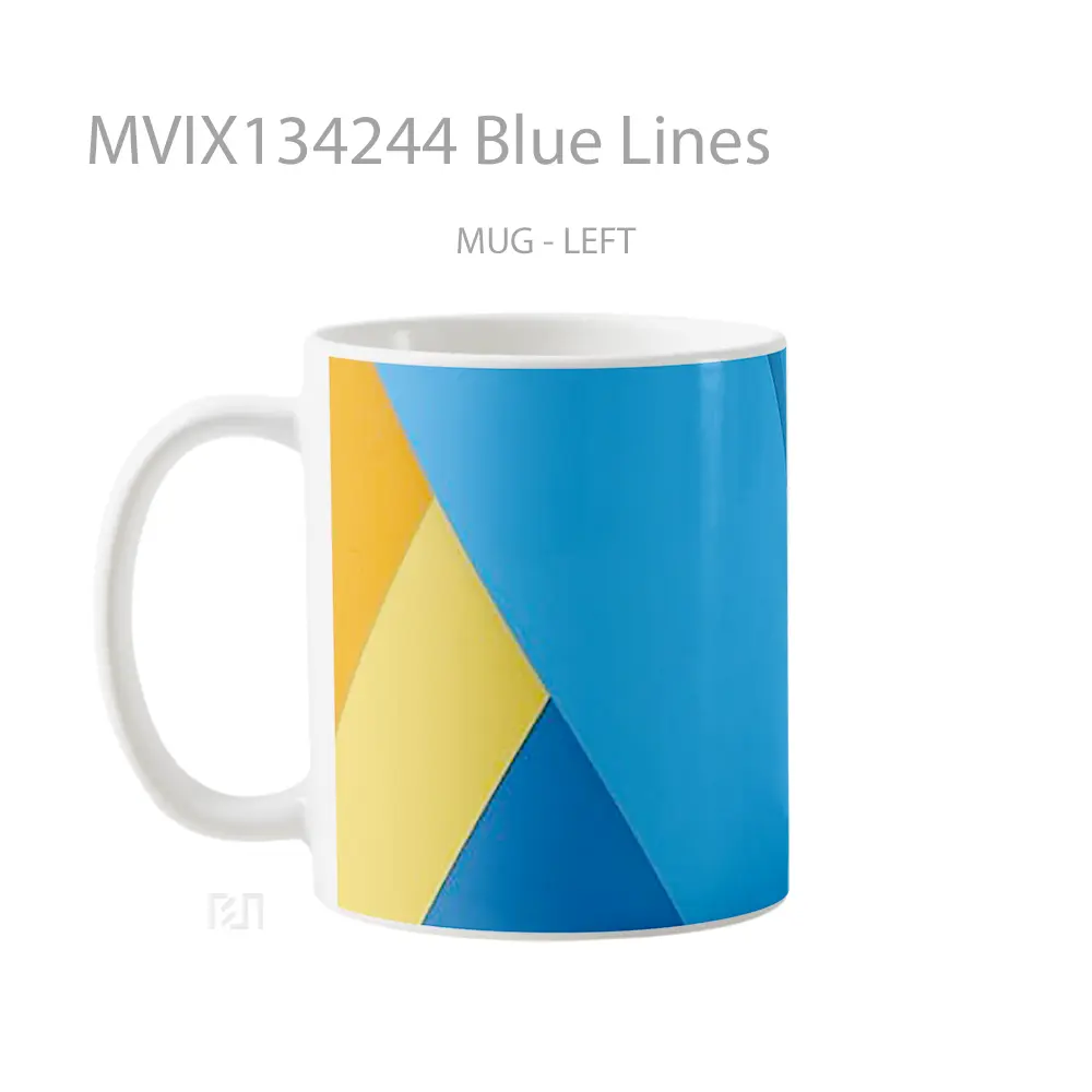 Mug Blue Lines Gelas Keramik Unik - All-side / Desain