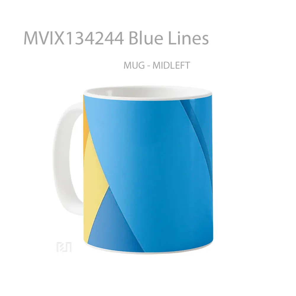 Mug Blue Lines Gelas Keramik Unik - All-side / Desain