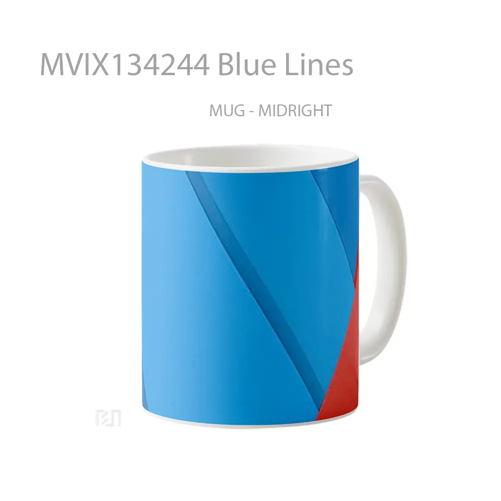 Mug Blue Lines Gelas Keramik Unik - All-side / Desain
