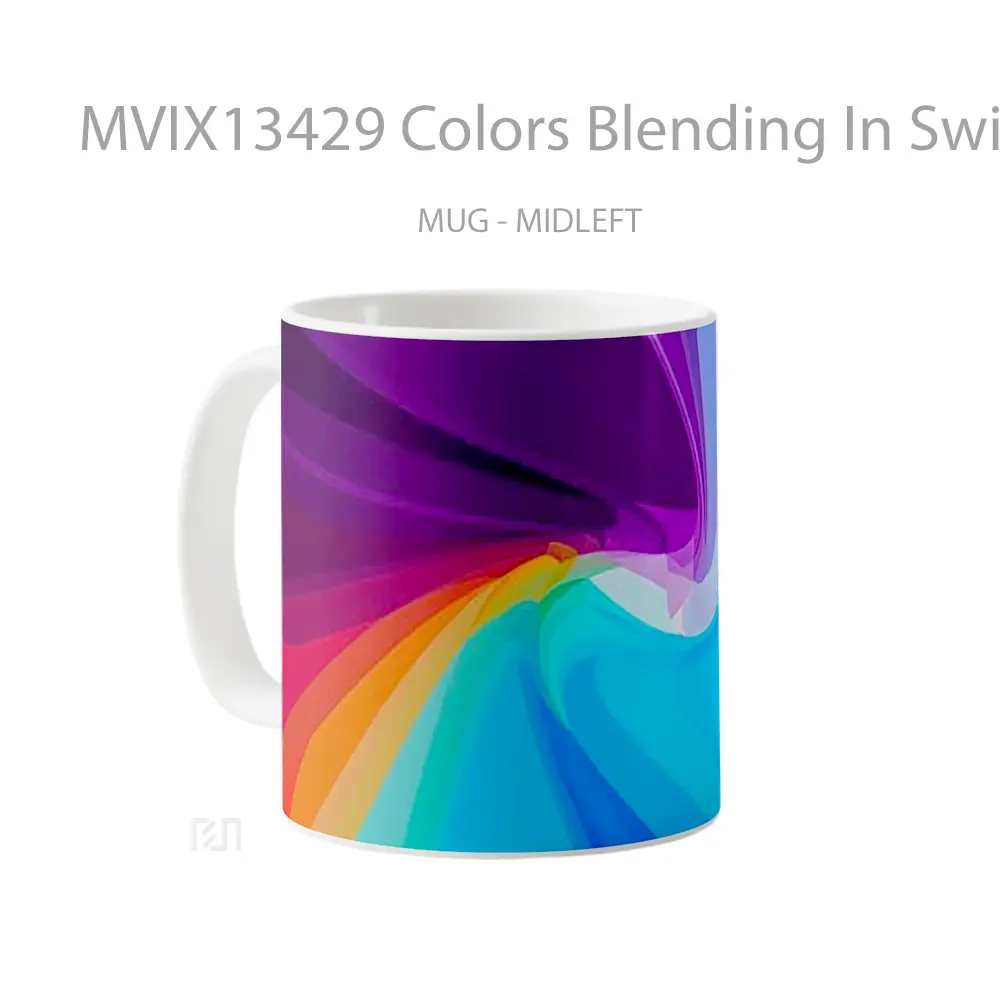 Mug Colors Blending In Swirl Gelas Keramik Unik - All-side / Desain