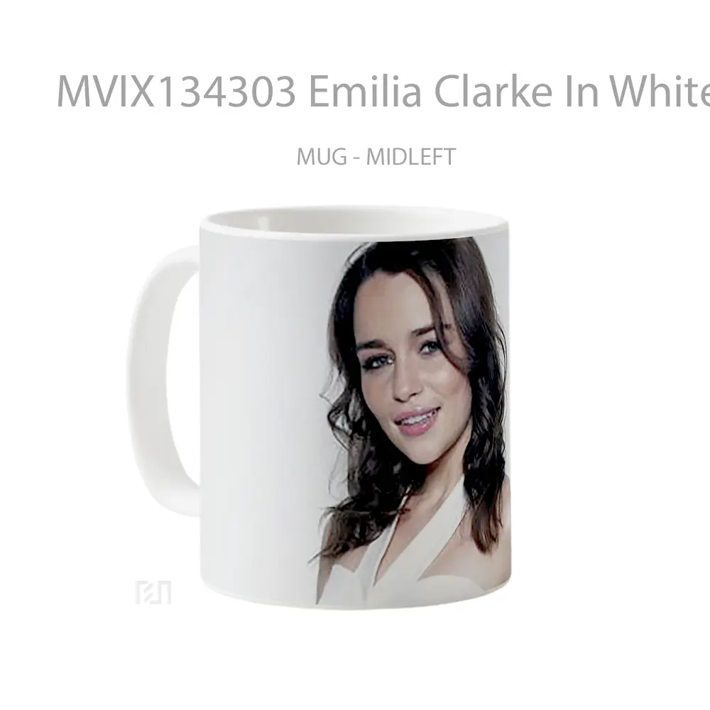 Mug Emilia Clarke In White Gelas Keramik Unik - All-side / Desain