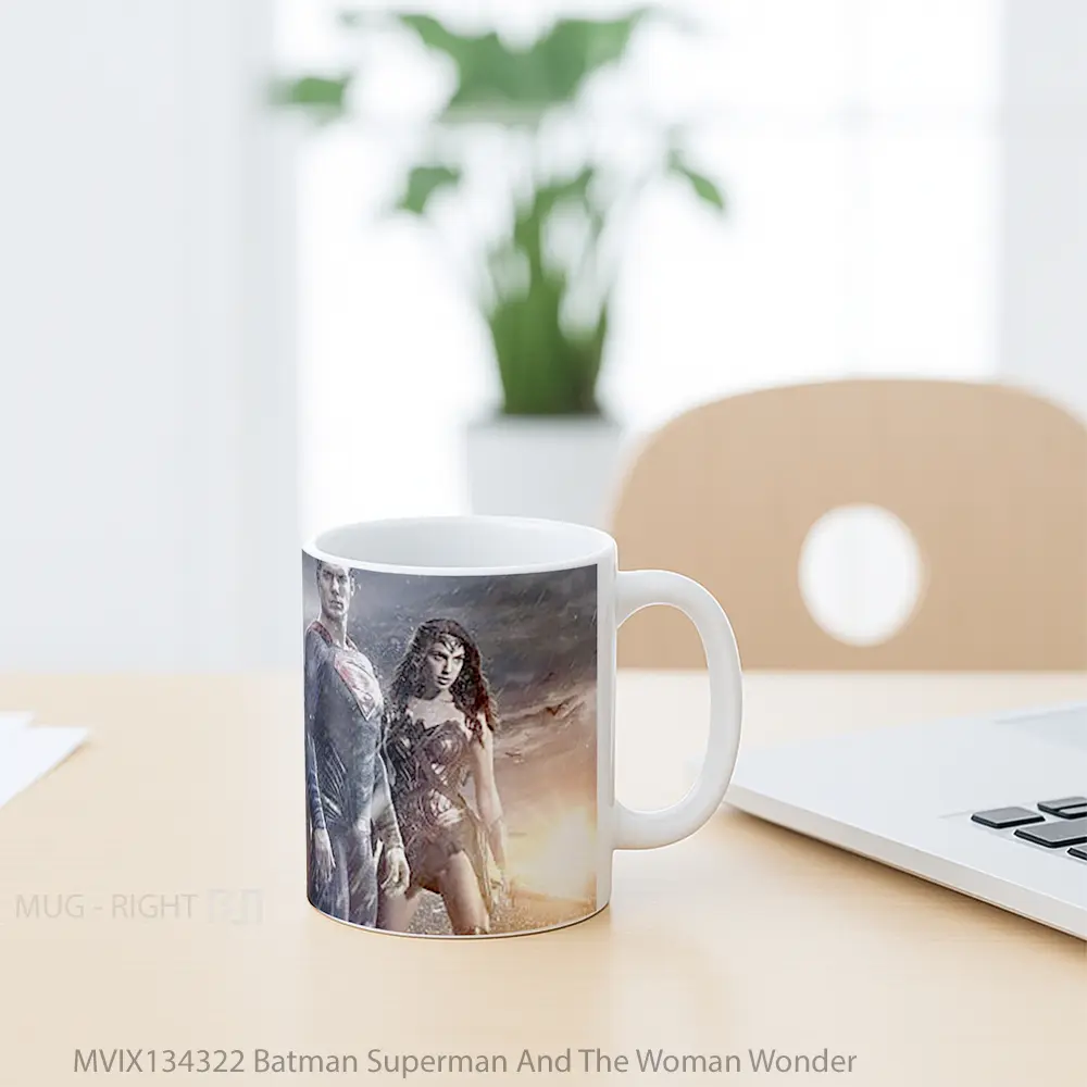 Mug Batman Superman And The Woman Wonder Gelas Superhero - All-side / Desain