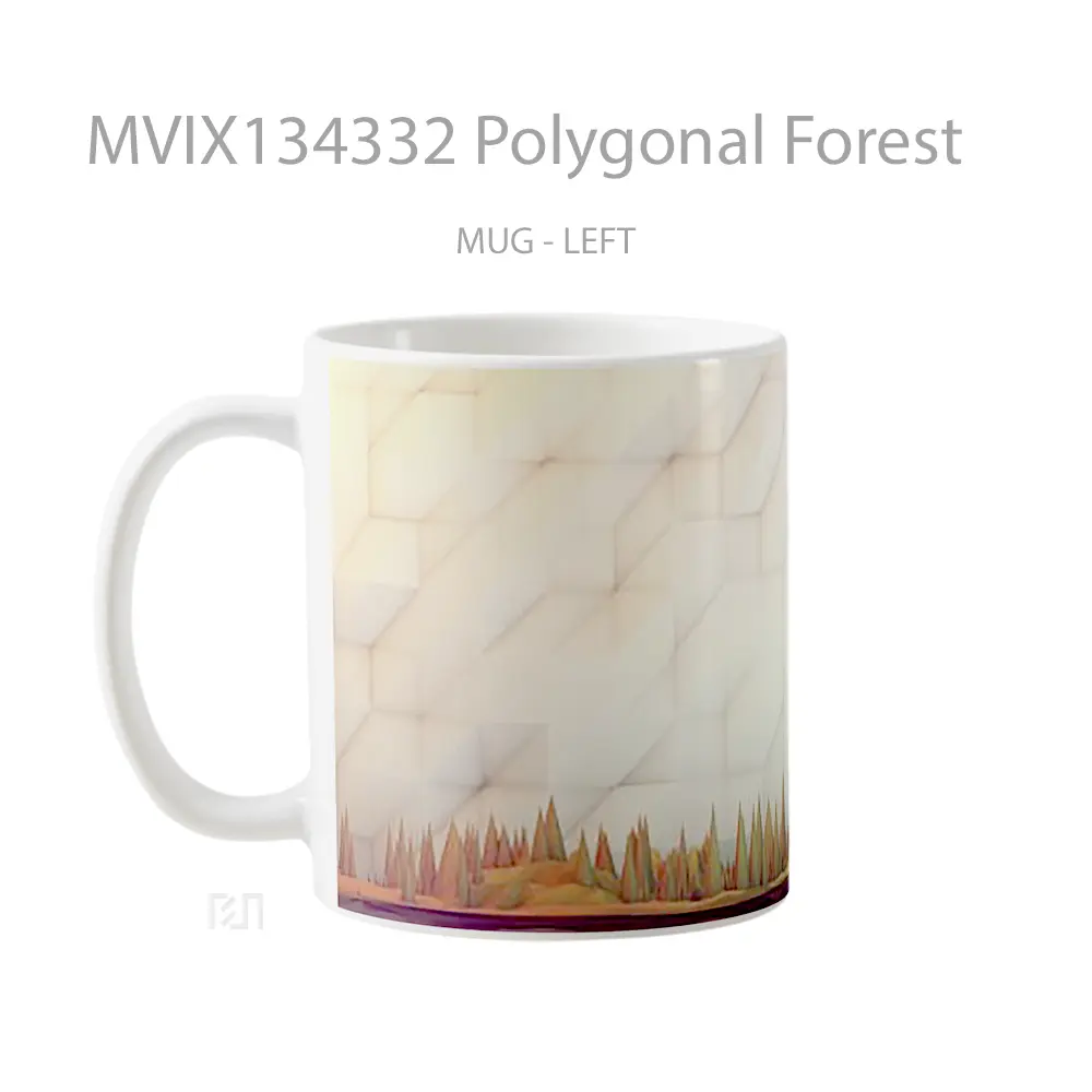 Mug Polygonal Forest Gelas Pemandangan Alam - All-side / Desain