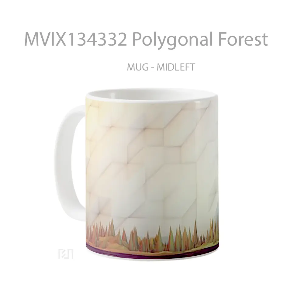 Mug Polygonal Forest Gelas Pemandangan Alam - All-side / Desain