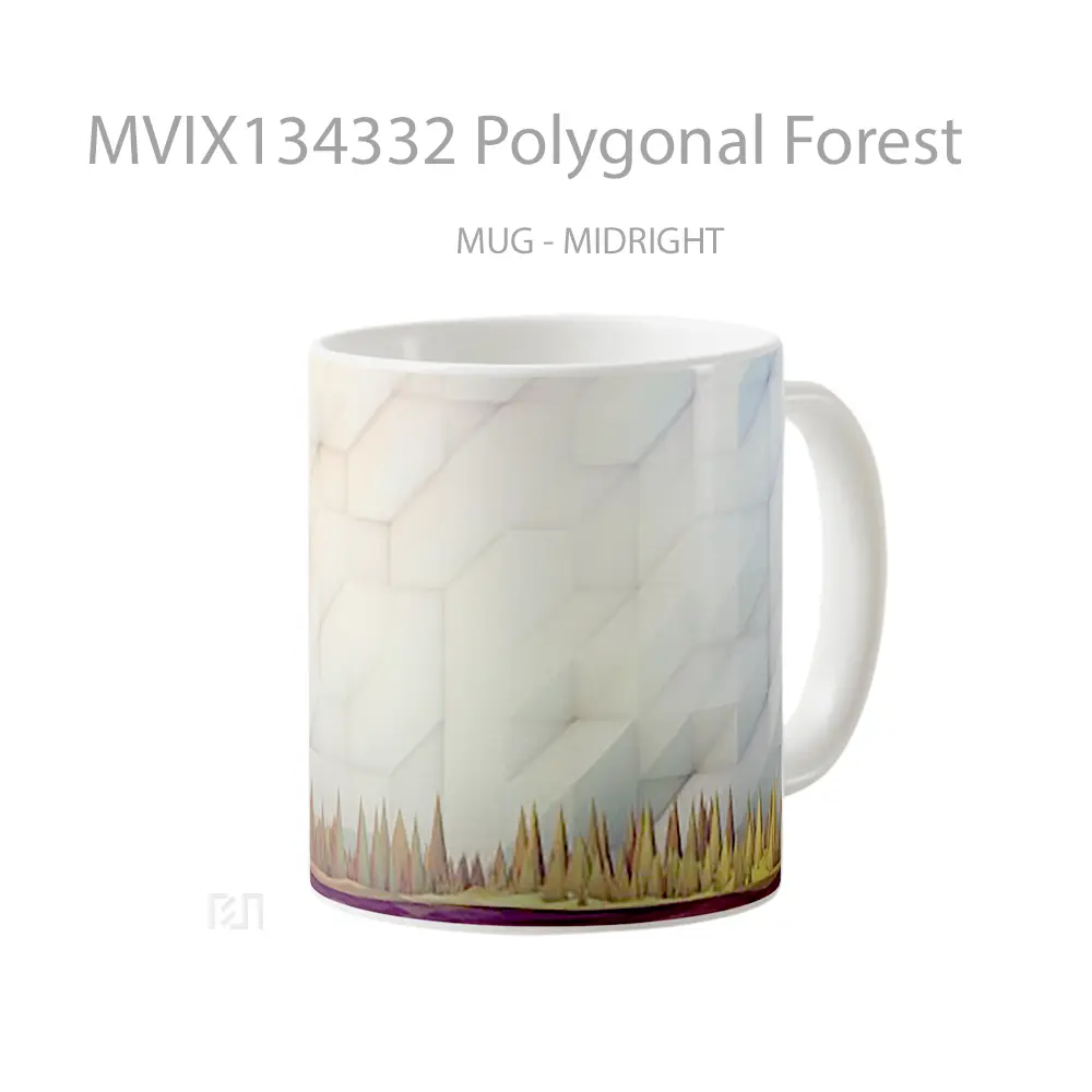 Mug Polygonal Forest Gelas Pemandangan Alam - All-side / Desain