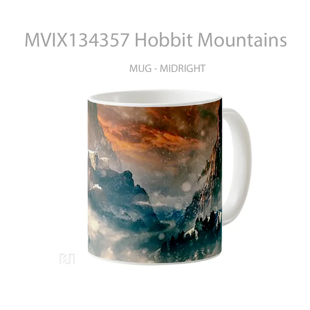 Mug Hobbit Mountains Gelas Pemandangan Alam - All-side / Desain