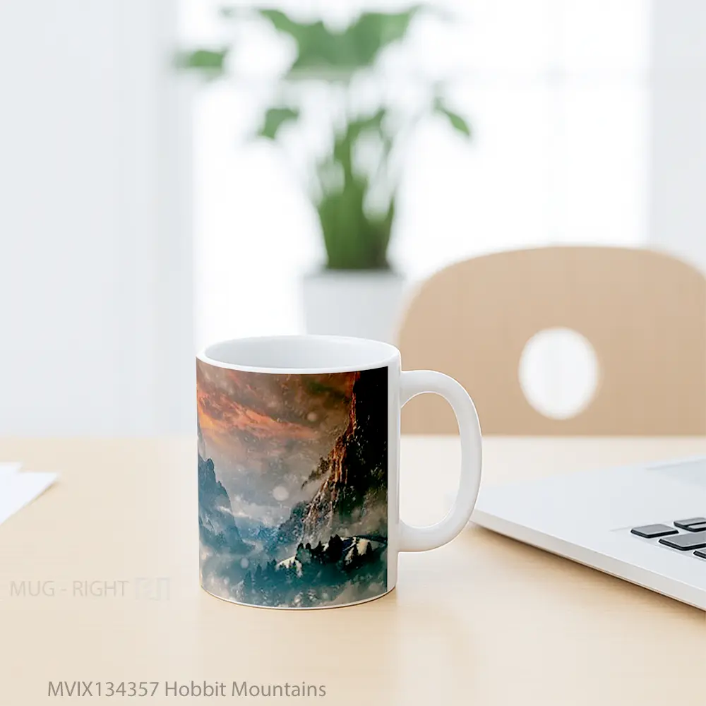 Mug Hobbit Mountains Gelas Pemandangan Alam - All-side / Desain