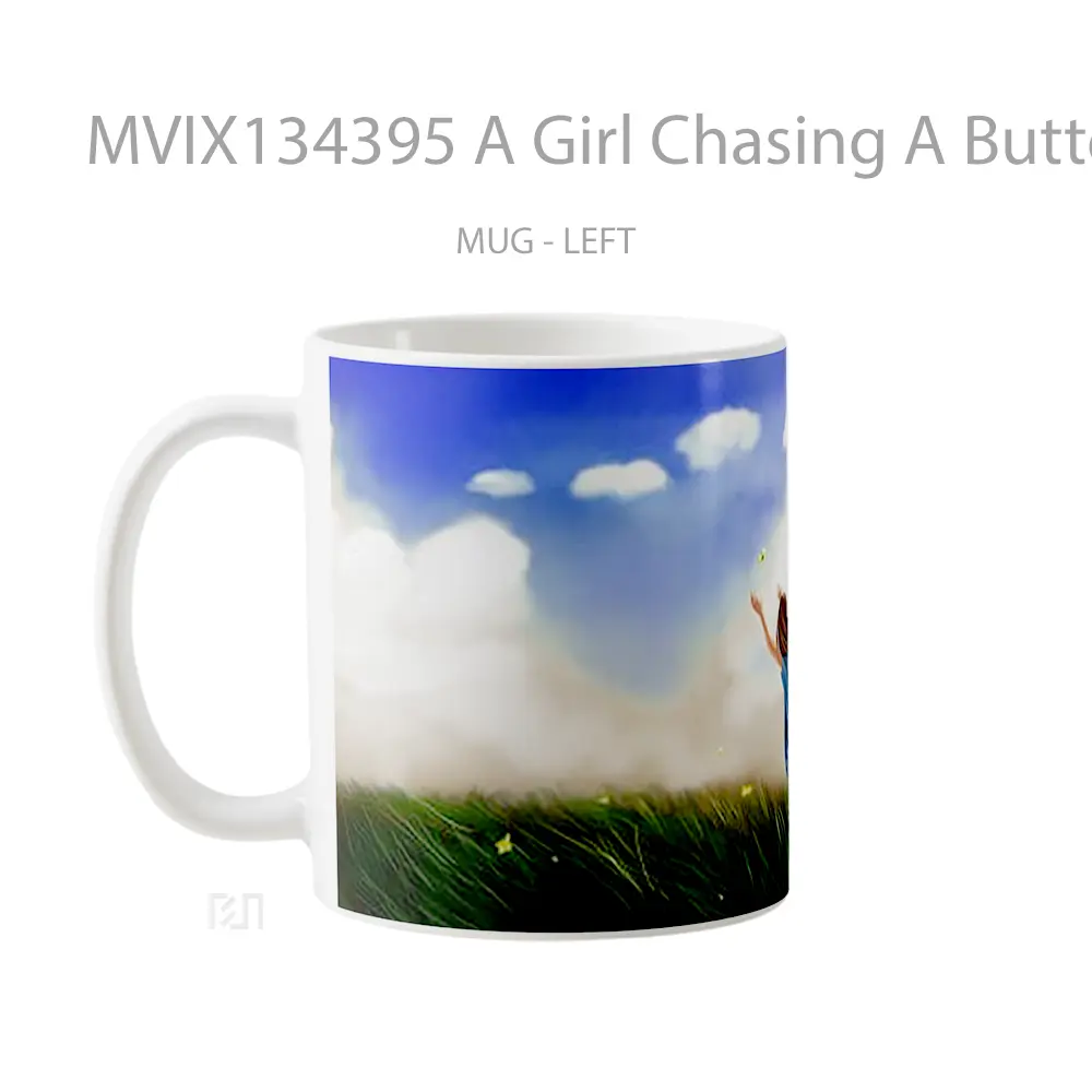 Mug A Girl Chasing A Butterfly Gelas Hewan Lucu - All-side / Desain