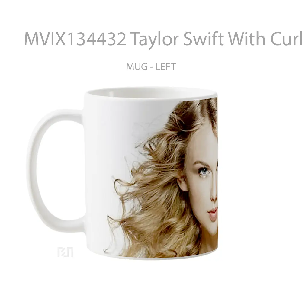 Mug Taylor Swift With Curls Gelas Selebriti - All-side / Desain