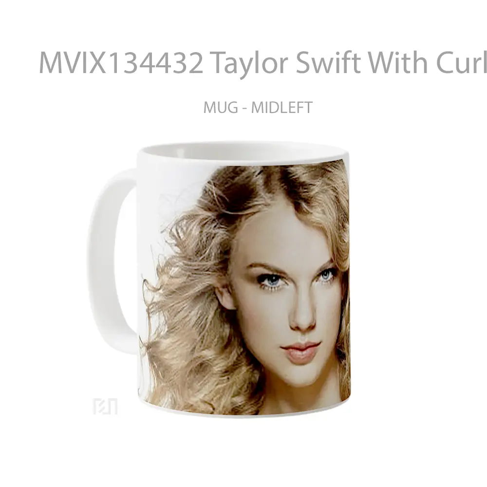 Mug Taylor Swift With Curls Gelas Selebriti - All-side / Desain