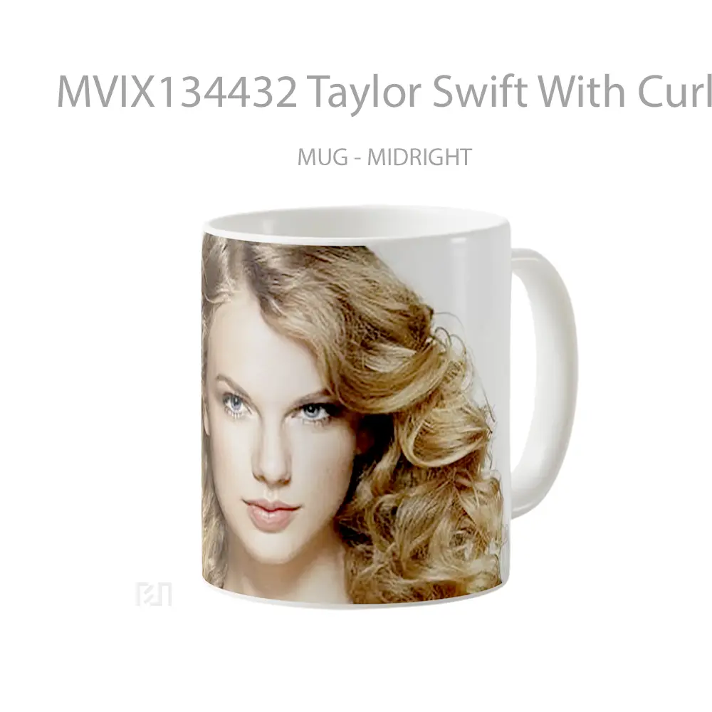 Mug Taylor Swift With Curls Gelas Selebriti - All-side / Desain