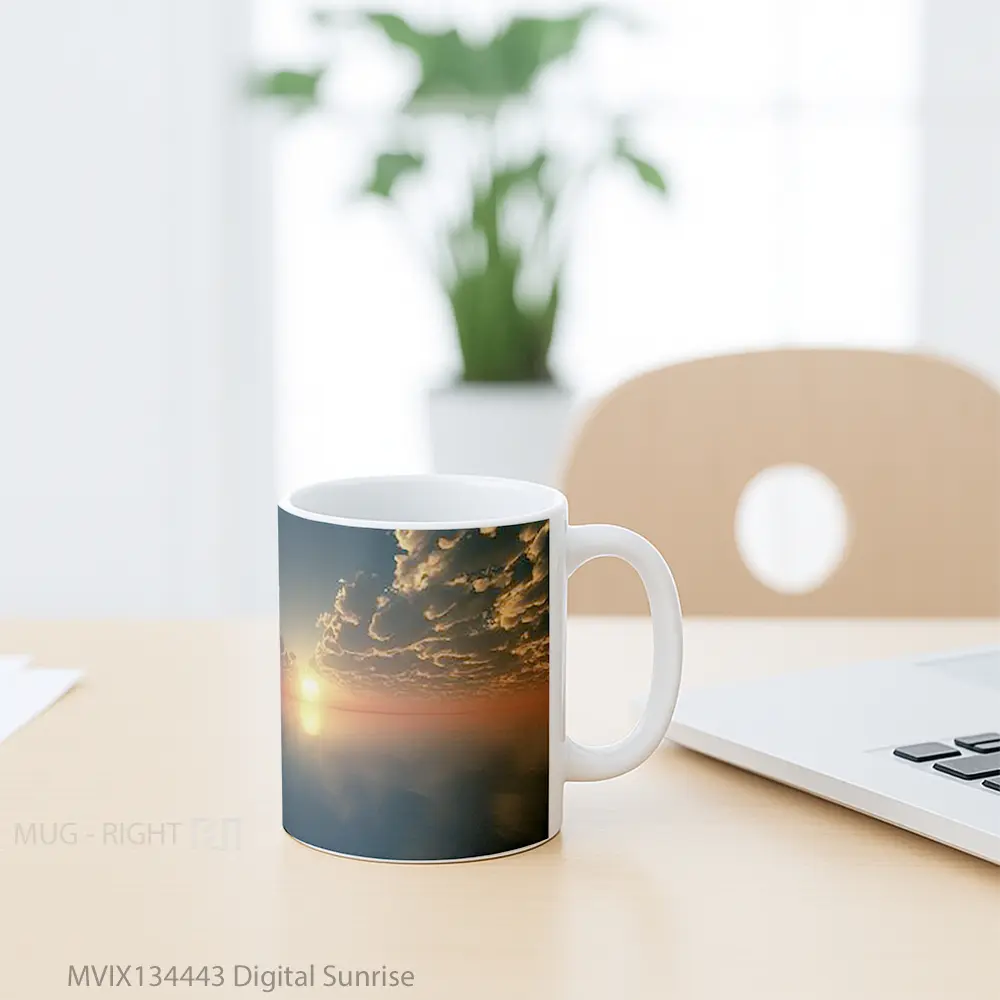 Mug Digital Sunrise Gelas Pemandangan Alam - All-side / Desain