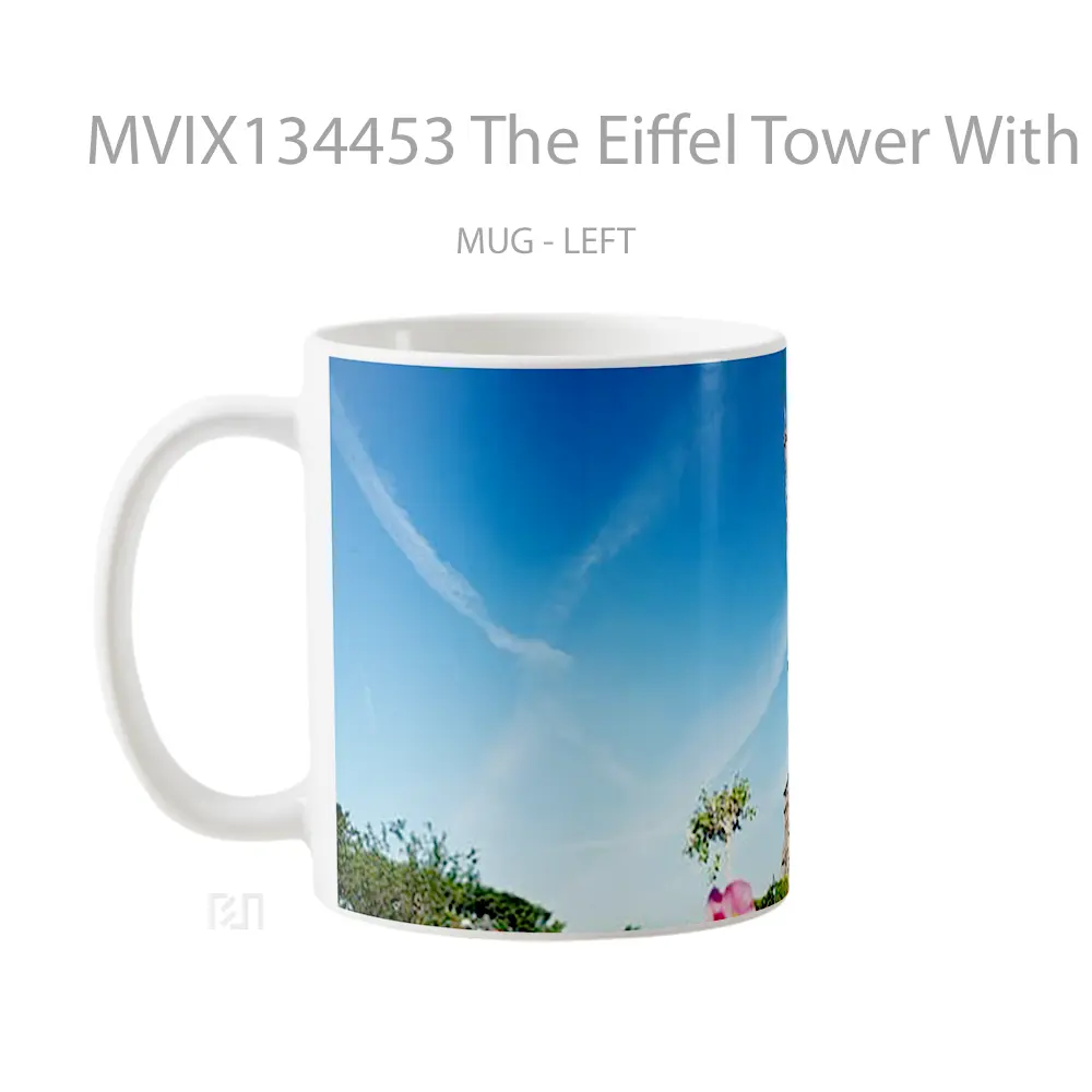Mug The Eiffel Tower With Flowers Gelas Pemandangan Alam - All-side / Desain